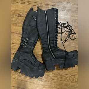 Burning man platform lace up boots with playa dust!
